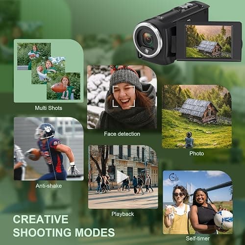 Tixeuo 2.7K Video Camera Camcorder QHD 50MP YouTube Vlogging Camera 16X Digital Zoom Webcam 270 Degree Rotation Screen Camcorders with 32G SD Card and 2 Batteries Recording While Charging thumbnail 6