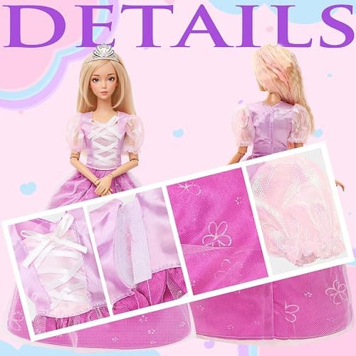 24 Pcs 11.5 Inch Girl Doll Clothes and Accessories Include 8 Set Outfits Elegant Suits 8 Pairs of Shoes and 8 Accessories for 11.5 Inch Girl Doll Clothing Storytelling Set thumbnail 6