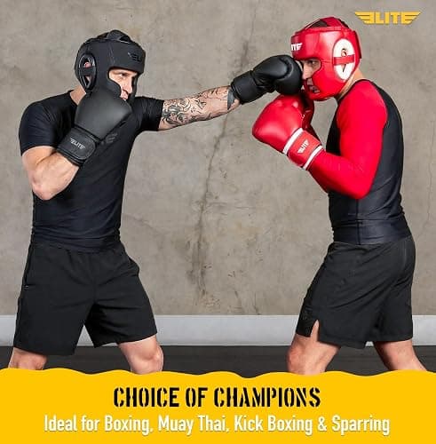 Elite Sports Boxing Headgear Men, Boxing Head Guard Sparring Gear, MMA Headgear Kickboxing Muay Thai Training Helmet, Protective Fighting Gear, Adjustable Face Protection thumbnail 5