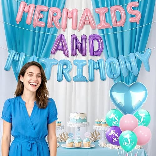 Balterever Mermaids Bachelorette Decorations Mermaids and Matrimony Bachelorette Banner Last Splash Bridal Shower Supplies thumbnail 4