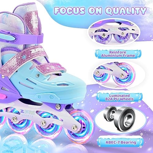 2PM SPORTS Inline Skates for Kids Boys Girls Ages 5-8 8-12 3-5 4-8 6-12 with Light Up Wheels, Adjustable Children's Roller Skates Blades for Toddler Beginner Youth Indoor Outdoor thumbnail 4