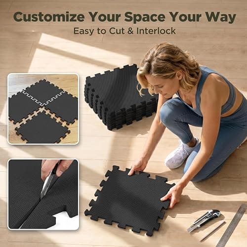 AIRHOP 36 PCS Gym Floor Mat, EVA Foam Puzzle Gym Mat, High-Density Interlocking Foam Floor Tiles for Home Gym, Play Workout Garage Kitchen Flooring 12.6"x12.6"x0.4" thumbnail 6