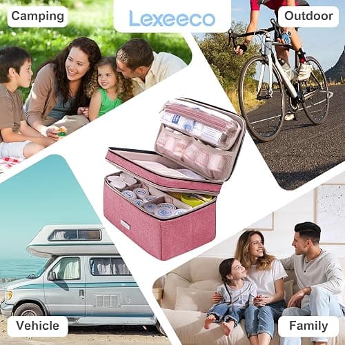 Lexeeco Medicine Storage Bag Pill Bottle Organizer with Portable Small Pouch Travel Medication Bottle Organizer for Emergency Home First Aid Box Kit (Red) thumbnail 8
