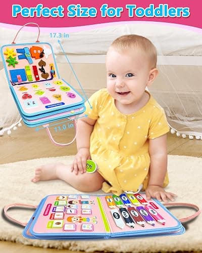 Exorany Busy Board Montessori Toys for Toddler Girl & Boy Birthday Gifts, Busy Book Learning Sensory Toys for Toddlers, Toddler Travel Toy Educational Activities Learn Fine Motor Skills thumbnail 6