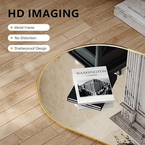 Arched Wall Mirror for Bathroom,Mirrors for Wall,24''x36'',Vanity Mirror for Bedroom Dresser, Entryway, Living Room, Metal Frame (36''x24'',Gold) thumbnail 3