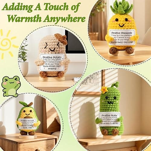 Emotional Support Crochet Positive Frog Inspirational Cheer Up Gifts for Women, Handmade Positive Crochet Gift Thank You Birthday Valentines Teacher Appreciation Gifts for Coworker Nurse Mom Friends thumbnail 8