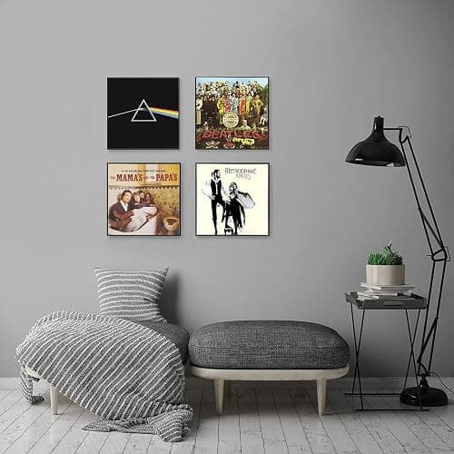 Americanflat 12.5x12.5 Album Frame with Plexiglass - Set of 4 - Record Album Frame for Vinyl LP Covers or Vinyl Records - Brooklyn Portrait Collection - Aluminum Record Frames for Wall - Black thumbnail 2