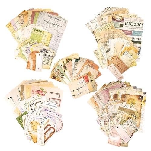 Wmhanler 460 Sheets Vintage Scrapbook Papers Journaling Scrapbooking Supplies Kit junk journal supplies Decorative Craft Paper for Planner, Bullet Journal Collage Card Embellishment Retro Crafts thumbnail 2