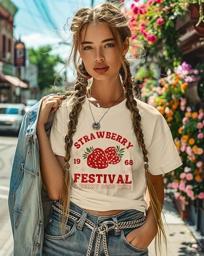 Flafens T Shirts for Women Graphic Tees - Womens T-Shirts Cotton Cute Fit Tshirts Teens Girls thumbnail 3