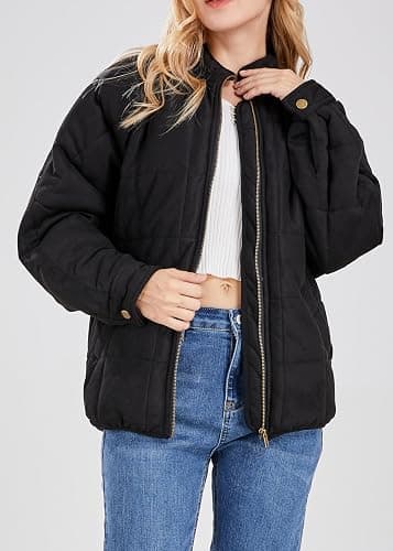 utcoco Women's Causal Lightweight Jacket Stand Collar Long Sleeve Zip Up Winter Coats for Women thumbnail 7