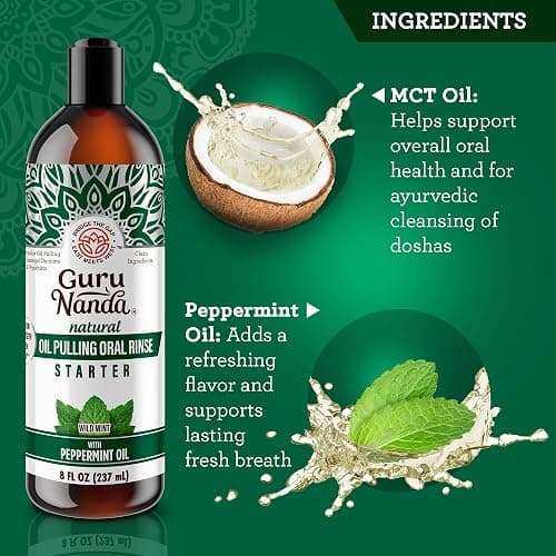 GuruNanda Coconut Oil Dental Care: Whitening Strips + Oil Pulling - Helps Brighten Teeth, Freshen Breath, Healthy Gums - 14 Strips + 8oz for Complete Oral Care thumbnail 3