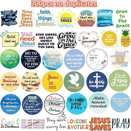 300PCS Inspirational Christian Stickers, Vinyl Waterproof Jesus Bible Verse Stickers for Prayer Board Scrapbook Water Bottle Laptop Journaling, Religious Faith Christian Gifts for Women Men Kids thumbnail 2