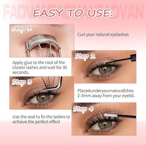 Individual Eyelashes Lash Clusters Kit D Curl Eyelashes Individual Kit Natural Lash Extension Kit with Russian Cluster Lashes Glue Bond and Seal and Lash Tweezers Mix 10-16mm（C3+C9） thumbnail 6