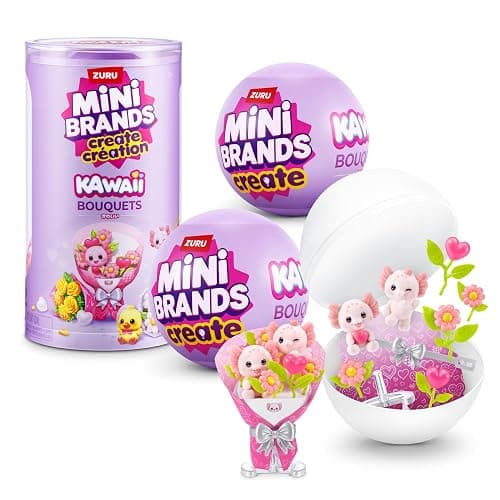 Mini Brands Mini Kawaii Bouquet Capsule Series 1 (2 Pack) by ZURU – Collectable Bear Bouquet with Miniature Flowers, Bowknot, and Gift Box, 6 Unique Designs to Collect, Suitable for Kids - Image 1
