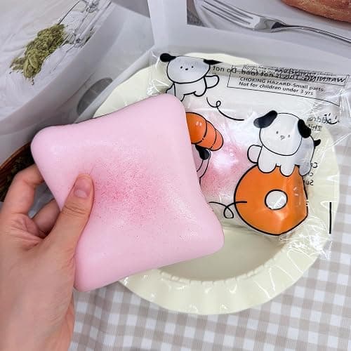 Bread Butter Squishy,Slow Rising Squishy，Stress Balls，Stress Relief & Fidget for ADHD，Party Favor Gift (Pink and White) thumbnail 5