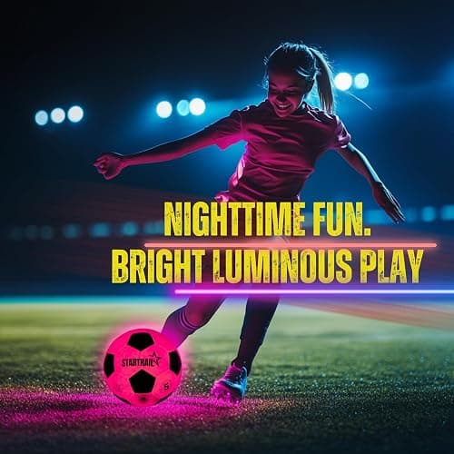 Glow in the Dark Soccer Ball | Sports Gift for Girls Ages 6-15 | LED Light-Up Ball with 3 Extra Batteries and Pump | Pre-Installed Batteries | Size 5 | Indoor & Outdoor Fun Gift for Kids & Teens 8-15 thumbnail 6