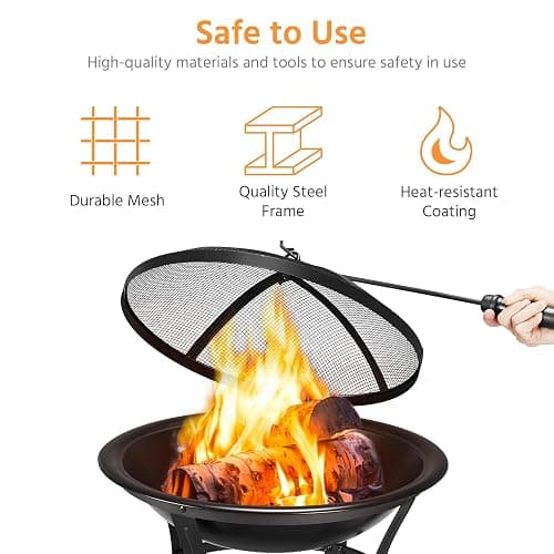 Yaheetech Outdoor Fire Pit for Garden, Round Firepit Patio Heater for Camping Bonfire, Portable Fire Pit Steel Metal Bowl Wood Burning Firepits for Garden/Backyard thumbnail 6