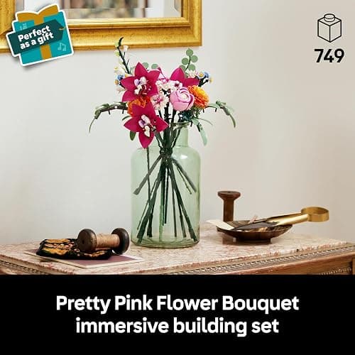 LEGO Botanicals Pretty Pink Flower Bouquet Set for Adults - Floral Home Decor Building Kit with Artificial Roses, Daisies, Cornflowers and Elderflowers - Nature Gifts for Women and Men - 10342 thumbnail 4