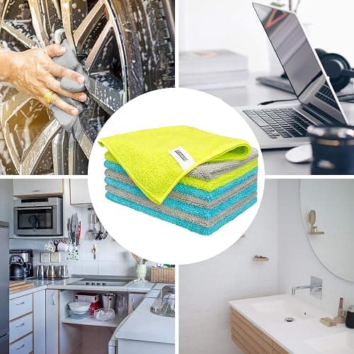 FIXSMITH Microfiber Cleaning Cloth - Pack of 8, Size: 12 x 16 in, Multi-Functional Cleaning Towels, Highly Absorbent Cleaning Rags, Lint-Free, Streak-Free Cleaning Cloths for Car Kitchen Home Office. thumbnail 7