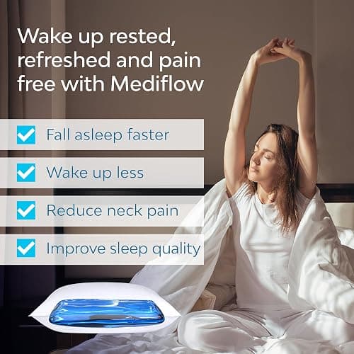 Mediflow Fibre Water Pillow - Sleeping Bed Pillow for Neck Pain Relief, Adjustable for Sleeping Positions. Side, Back and Stomach Sleeper Friendly, The First & Original Water Pillow (1 Pillow) thumbnail 6