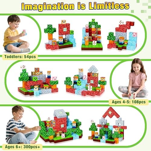 COOLJOYA Construction Magnetique Enfant Cube Magnétique, Jeu Aimant Magnetic avec Jeux Aimants Magnetique, Jouet Éducatif Montessori pour Enfants 3 4 5 6 7 8 9 10 Ans Cadeau Créatif thumbnail 4