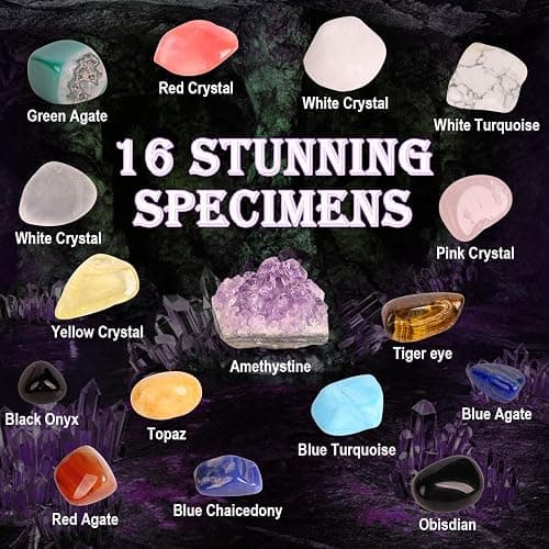 Gemstone Dig Kit, 16 Real Gem Stones and Crystals Excavation Kit, STEM Educational Toys Science Kit for Kids 5-7 8-12,Christmas Stocking Stuffers Gifts for Boys Girls thumbnail 5
