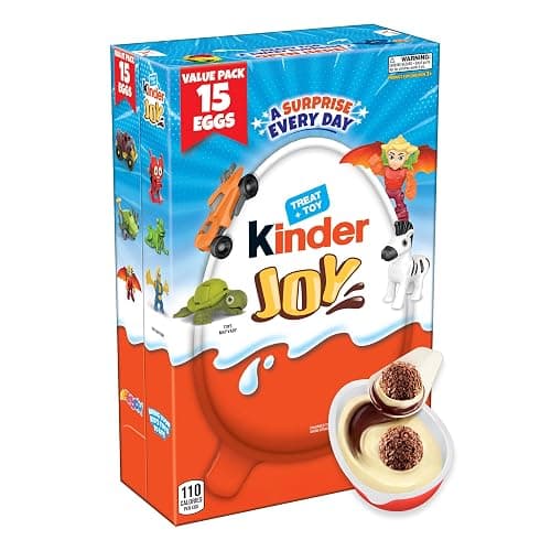 Kinder Joy Eggs, Bulk 15 Count, Treat Plus Toy, Sweet Creams and Chocolatey Wafers, Individually Wrapped, 10.5 oz - Image 1