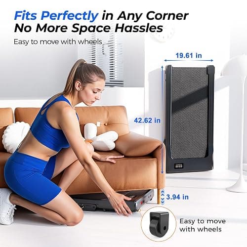 SupeRun Walking Pad with Incline, Under Desk Treadmill, 3 in 1 Portable Treadmills for Home with Remote Control LED Display, 2.5 HP Quiet Mini Treadmill for Office Home Use, 300 Lbs Capacity thumbnail 9