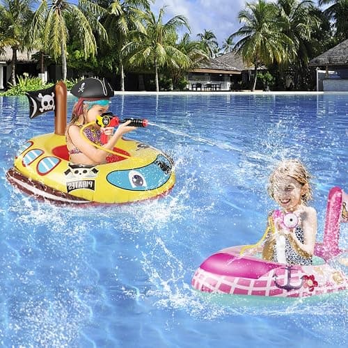 10Leccion Kids Pool Floats for Toddlers Ages 3-8, Fun Summer Water Toys - Pirate Ship+ Princess Yacht thumbnail 4