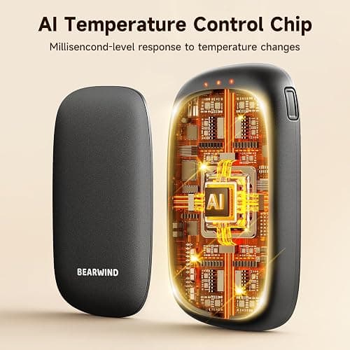 Bearwind Electric Hand Warmers Rechargeable - 2 Pack Magnetic Pocket Heater Handwarmers with AI Chips, Portable Hunting Gear, Reusable Winter Essentials, Gift Ideas for Men, Women, Outdoor thumbnail 2