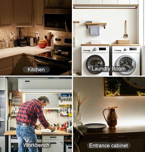 Leetdud Under Cabinet Lighting Plug in, 16 Inch 2 Pcs, Linkable AC120V 3CCT 3000K/4000K/5000K Ultra Slim, LED Under Cabinet Lights for Counter Light, Kitchen, Shelf, Sink, Workshop, Desk, White thumbnail 7
