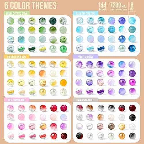 7200PCS 6mm Glass Beads Bracelet Making Kit, 144 Colors Assorted Crystal Beads for Bracelets and Jewelry Making, Round Crackle Glass Beads for DIY Necklace Friendship Bracelets Earring Crafts thumbnail 3