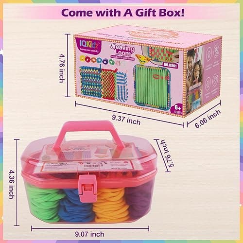 IQKidz Weaving Loom Kit Toys, DIY Arts and Crafts for Kids and Adults, Ideal Gifts for Girls Ages 5 6 7 8-12 13, Easy Potholder Loom Knitting Activity for Beginners, 224 Craft Loops thumbnail 6