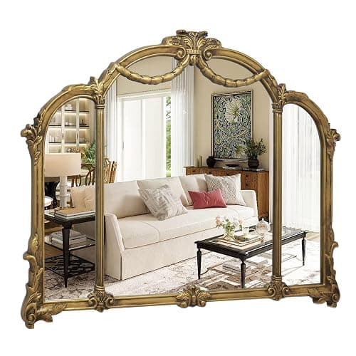 G-LEAF Antique Gold Wall Mirror 48"X39", French Baroque Vintage Mirror with Ornate Carved Frame for Living Room, Fireplace Mantel, Bedroom, Entryway - Image 1