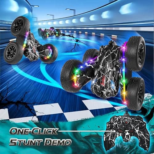 Terucle Rc Cars Toys for Boys Remote Control Car 2.4 GHz Black Toys for Ages 5-7 Kids Toys New Upgraded Strip Lights 360° Rotating Rc Truck Birthday (Black) thumbnail 5