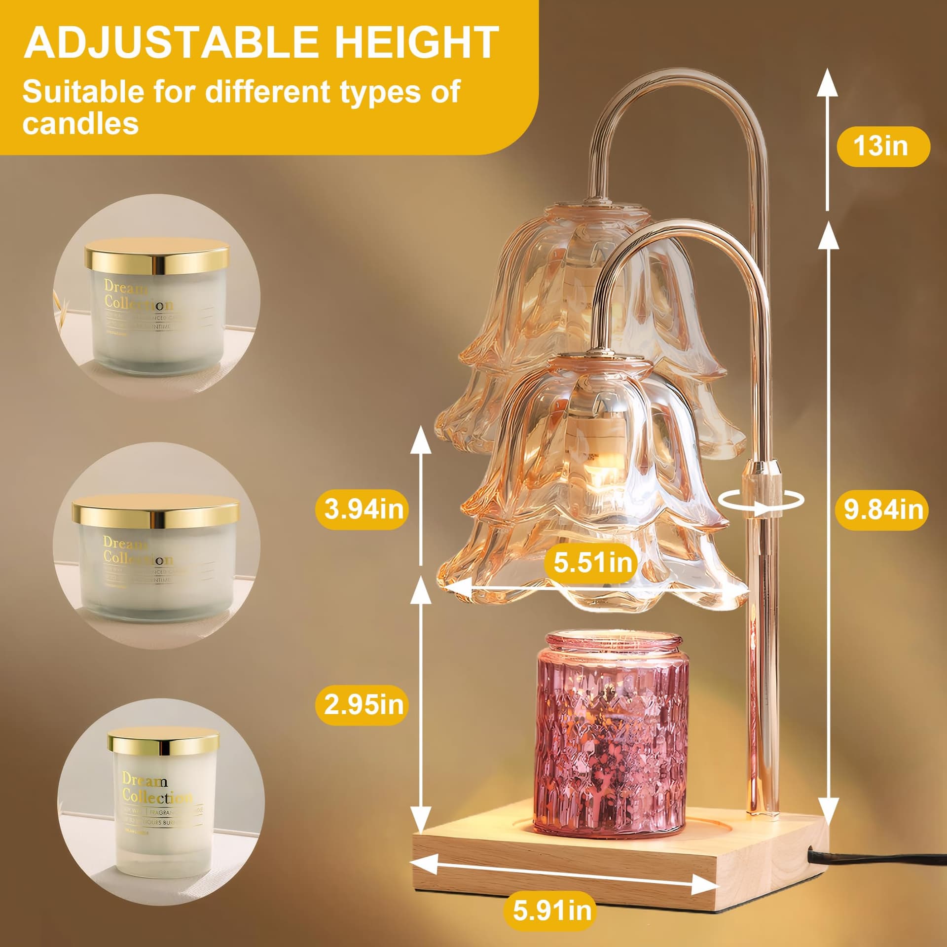Flower Candle Warmer Lamp Australian Plug with Timer & Dimmer thumbnail 4