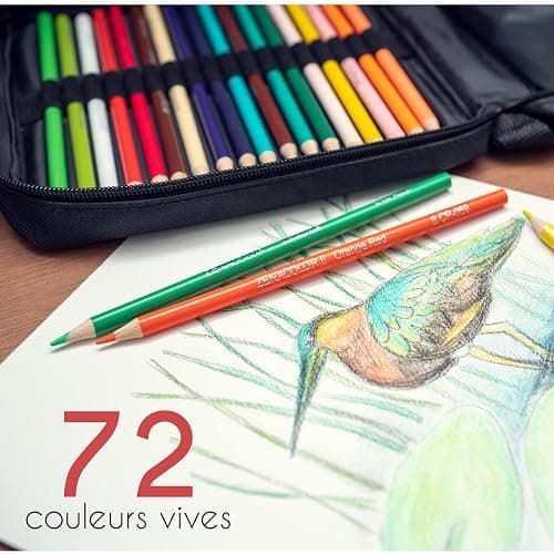 Zenacolor - 72 Crayon de Couleurs Professionnel, avec Trousse de Transport - Set de 72 Couleurs Uniques - Dessin, Esquisse, Coloration - Crayons de Couleur pour Adultes et Enfants thumbnail 5