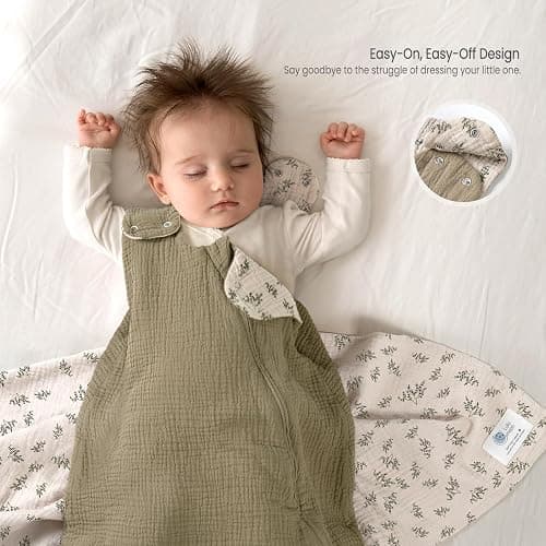 lulumoon Sleep Sack Muslin for Baby: Cotton Wearable Blanket for 3-9 Months - Soft Lightweight Ideal for Nursery Lounge Nighttime Naptime 6-12 Months thumbnail 3