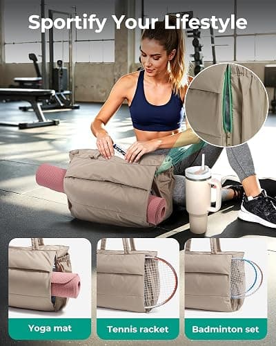 BAGSMART Women's Gym Duffel Bag for Yoga Mat, 22L with Wet Pocket | 22L Capacity, Wet Pocket, Yoga Tennis Badminton, Trolley Sleeve, Ryanair EasyJet Underseat & Carry-On Compliant thumbnail 3