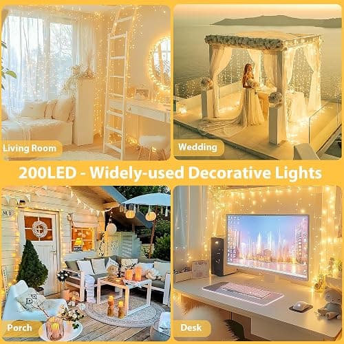 200 LED Connectable String Lights, 66FT Christmas Lights Outdoor Indoor | Warm White, 13 Modes, Timer, Clear Wire Waterproof Twinkle Fairy Lights Plug in for Bedroom Classroom Patio Xmas Tree Decor thumbnail 5