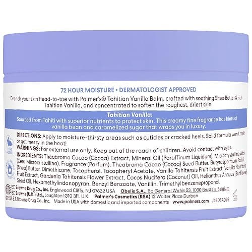 Palmers Cocoa Butter Formula, Tahitian Vanilla Moisture Drenching Body Balm (7.25 oz), Warm Vanilla Body Moisturizer for Dry Skin, Softens & Nourishes, 72-Hour Moisture, Dermatologist Approved thumbnail 8