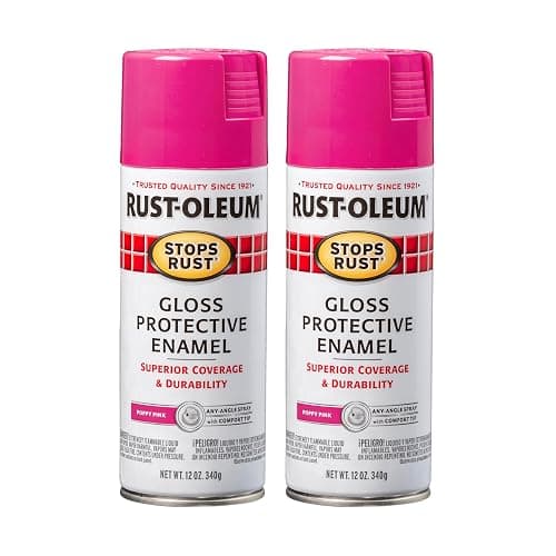 Rust-Oleum 347026 Stops Rust Spray Paint, 12 oz, Gloss Poppy Pink, 6 Pack, 2 Pack - Image 1