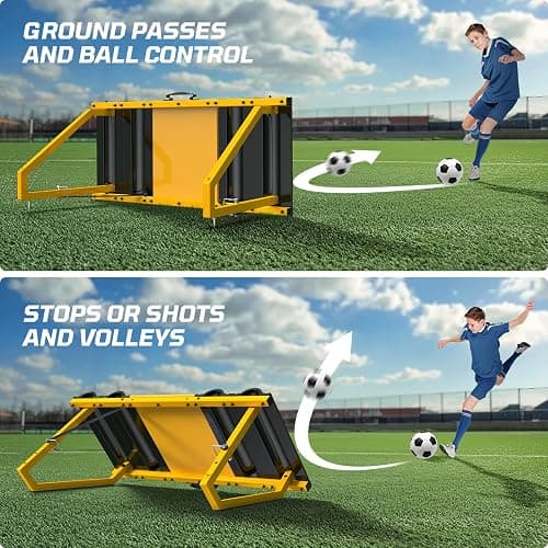 Haokelball 43 x 16 Inch Soccer Rebounder Board – 2 Adjustable Angles Wall Kick Back Trainer with 2 Sandbags, Flat and Wavy Training Surfaces for Passing, Control, and Soccer Practice thumbnail 7