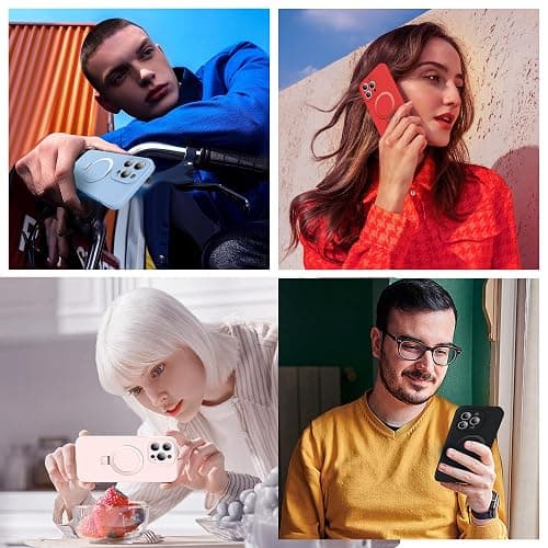 SKYLMW Designed for iPhone 15 Pro Max Case with Magnetic Invisible Stand Compatible with Mag-Safe Military Drop Tested Shockproof Silicone Phone Cases for Women Men 6.7'', Blue thumbnail 6