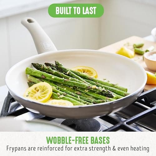 GreenLife 16 Piece Nonstick Cookware Set, Soft Grip Non-Toxic PFAS-Free Ceramic Pots & Pans, Dishwasher & Oven Safe, Frying, Sauce, Saute, Utensils, Glass Lids, Stay-Cool Handles, Wobble Free, Taupe thumbnail 6