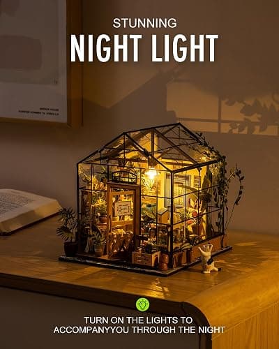 Rolife DIY Miniature Greenhouse Kit, Tiny/Mini House Making Kit with Furniture for Adults, Furniture, Halloween/Christmas Decorations, Gifts for Family and Friends (Cathy's Greenhouse) thumbnail 5