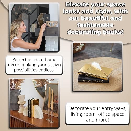 Decorative Books for Home Decor - Christmas Gift Ideas - Faux Books for Decoration - Christmas Coffee Table Books - Fashionable Black and Gold Foiled for Room Decor Aesthetic -Set of 3(Black and Gold) thumbnail 8