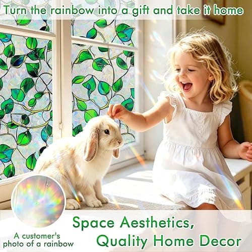 SOMWISE Rainbow Window Privacy Film,Heat Control,UV Blocking,Anti-Glare,Day & Night Privacy Protection & Decoration for Home, Bathroom,Glass Door,Static Cling,Renter-Friendly with Installation Tools thumbnail 3