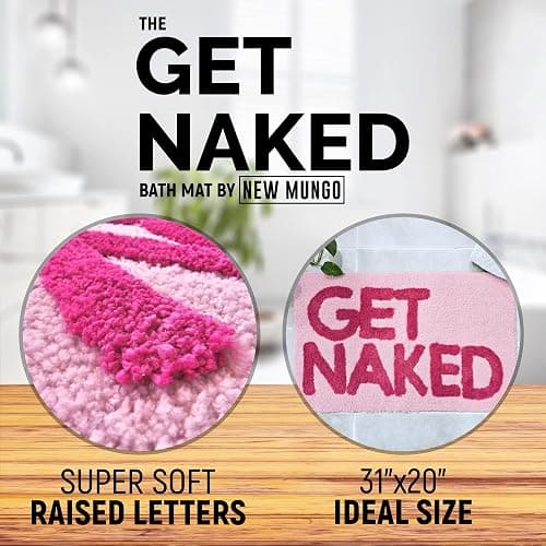 New Mungo Get Naked Bath Mat Pink - Hot Pink Bathroom Rug, 31" x 20" thumbnail 4