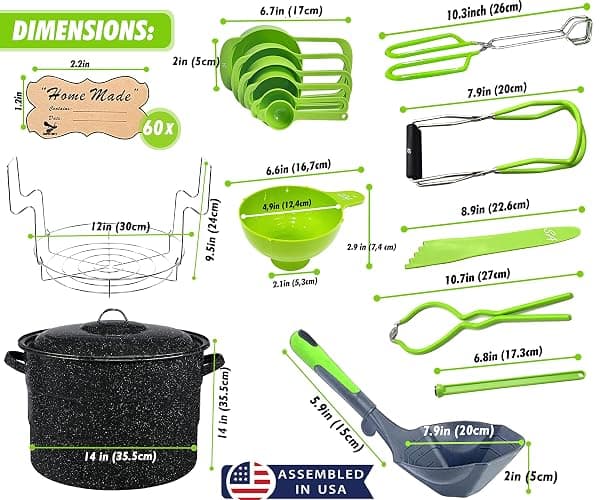 Supa Ant Canning Supplies - Water Bath Canning Pot with Rack & Lid - Starter Kits Set for Beginners - Stainless Steel Water Bath Canner Kit & Rack - Rack, XL Ladle, Measuring Cups, Kitchen Funnel thumbnail 3